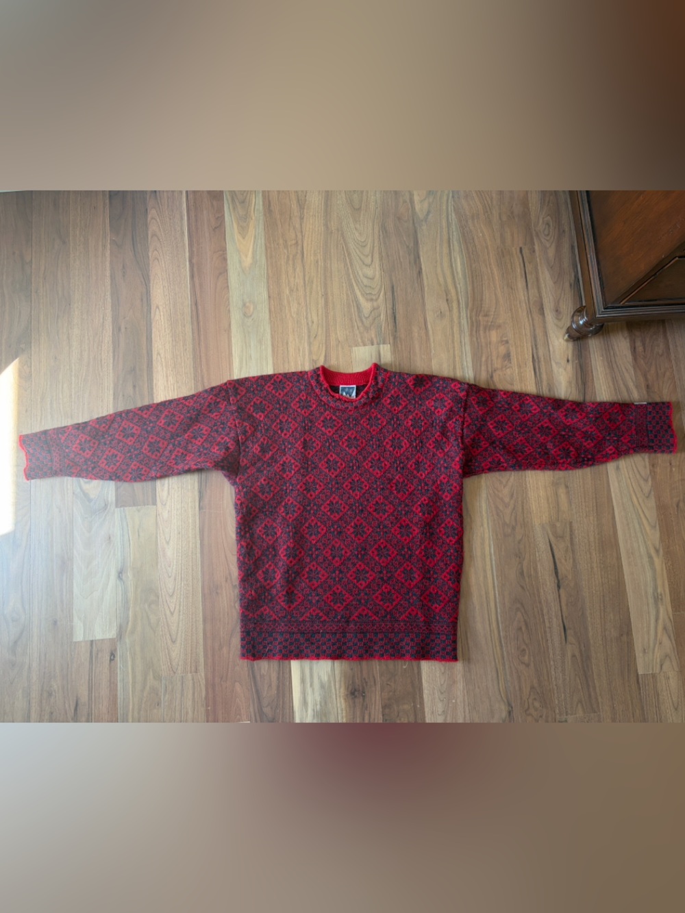 Dale of Norway Red and Black Crewneck Sweater - XL